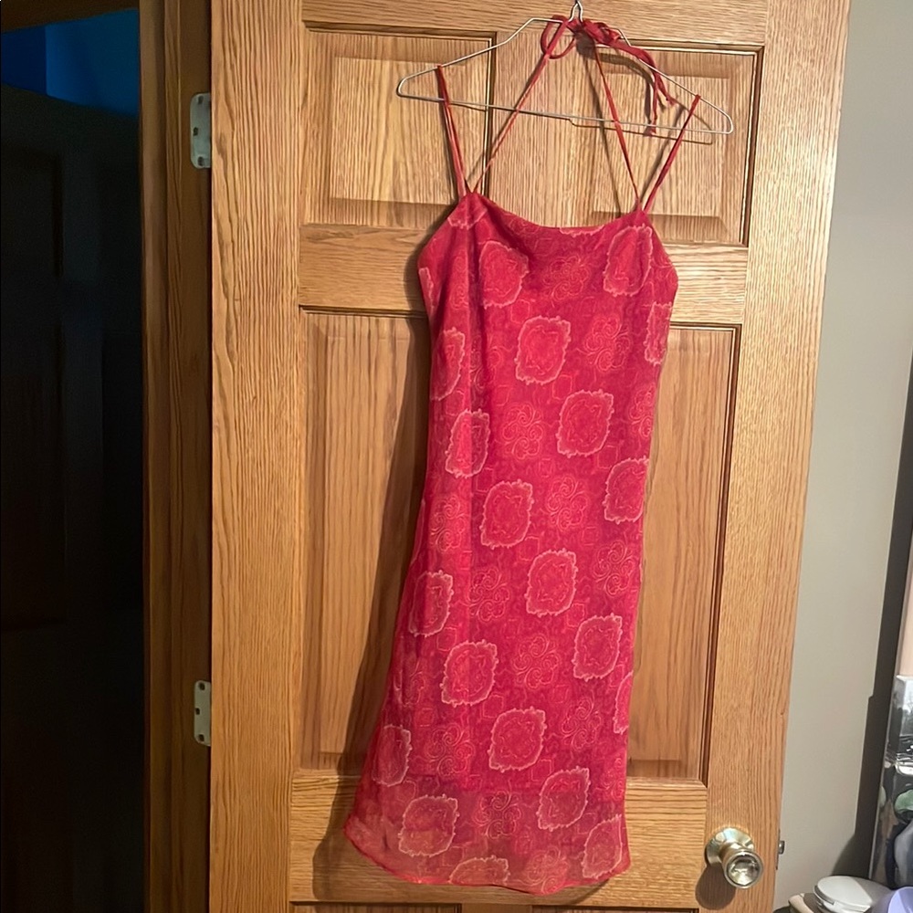 City Triangles Red Halter Slip Dress